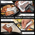 [2-in-1 Detachable Design] 12-Inch 304 Stainless Steel Spatula Tongs, Rust-Proof Metal Tongs for High Heat Cooking, Professional Food Turner for BBQ and Grilling, Durable Kitchen Essential