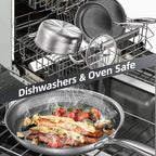 COOKER KING 8-Inch Stainless Steel Pan, Hybrid Nonstick Frying Pan, Skillet, 3-Ply Clad Cookware, Even Heat Distribution, Dishwasher & Oven Safe, with Stay-Cool Handle, Induction Compatible