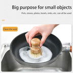 Natural Sisal Dish Washing Brush Bamboo Round Scrub Brush Pots Pans Vegetables Household Cleaning Brush… (Sisal)