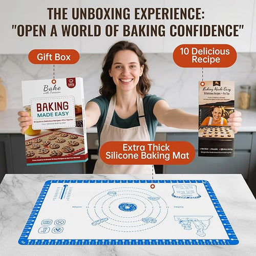 Baking Mats Silicone for Baking Sheet, non Stikc Pastry Mat for Dough Rolling, Silicone Macaron Baking Sheet for Cookie, Pizza, Surdough, Pastry,Dough Rolling out, Non Stik and 480°F Oven Safe