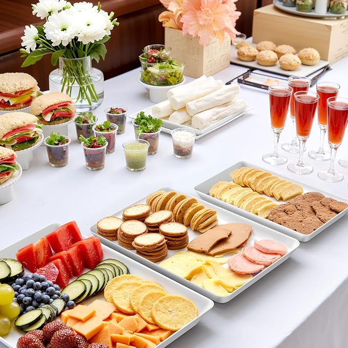 SpaceWhisper 3 Pack Serving Tray, Serving Platters for Snacks, Fruit, Cookies, Dessert, Large Reusable Rectangular Party Platters, 3 Size Set Large 16 * 11",Medium 14 * 9",Small 12 * 7"