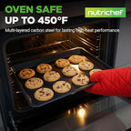 NutriChef 2-Piece Baking Sheet Non Stick - Premium Carbon Steel Cookie Sheets for Baking - Large and Medium Baking Trays for Oven - Blue Diamond