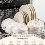 Dafuceramic Plates and Bowls Sets,12 Pieces Beige Dinnerware Sets for Kitchen, Reactive Glaze Dishes Set for 4, Dishwasher and Microwave Safe, Series Starflecked Shore (Beige)