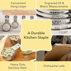 Simply Gourmet Measuring Cups and Spoons Set of 12 – 18/10 Stainless Steel Kitchen Gadgets – Stackable Design with Long Handle Spoons – Fits in Jars – Cooking & Baking Measuring Set for Dry & Liquid