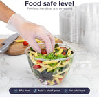 Fit Meal Prep 50 Pack 48 oz Disposable Plastic Clear Salad Bowls with Airtight Lids - To Go for Lunch, Takeout, Party, Catering, Picnic
