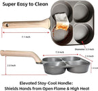 4-Cup 4-Hole Divided Titanium Nonstick Egg Pan, Induction Compatible 4-in-1 Breakfast Skillet for Pancakes, Burger Patties, Omelettes, PFOA-Free, Fast Heating, Dishwasher Safe
