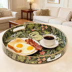 Round Serving Tray with Handles,Modern Ottoman Tray Coffee Table Tray,13 Inch Plastic Trays for Ottoman Coffee Table,Decorative Serving Trays for Living Room