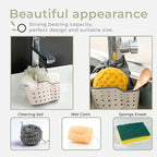 Sponge Holder for Kitchen Sink to Hang from the Faucet. Modern Adjustable Kitchen Sink Sponge Holder with Drain Holes For Drying.
