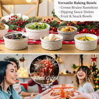 16 oz Creme Brulee Ramekins Oven Safe, Small Souffle Ramekin with lid, Mini Porcelain Ramekins Set with Covers, Small Ceramic Baking Dish Set of 4