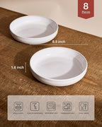 famiware Milkyway 33 oz Bowl Set, Pasta Bowls Set of 8, Salad Bowls, Double Reactive Glaze, Sturdy & Stackable, Ideal for Housewarming, Festivals, White Thread