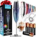 Zulay Kitchen Powerful Milk Frother Wand With 4 AA Duracell Batteries - Ultra Fast Handheld Drink Mixer - Electric Whisk Foam Maker for Coffee, Lattes, Cappuccino, Matcha & Creamer