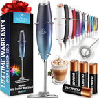 Zulay Kitchen Powerful Milk Frother Wand With 4 AA Duracell Batteries - Ultra Fast Handheld Drink Mixer - Electric Whisk Foam Maker for Coffee, Lattes, Cappuccino, Matcha & Creamer