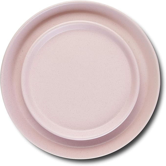 Stone Lain Albie Stoneware 16-Piece Modern Dinnerware Set, Kitchen Plates and Bowls Sets, Service for 4, Pink, Microwave & Dishwasher Safe
