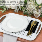 Large Anti-Slip Serving Tray with Handles, Dual Rubber Grippy Lap Food Trays for Eating, Dinning, Breakfast, on Couch/TV, White - Set of 2