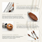 Honeydak 6 Pcs Walnut Wooden Kitchen Tongs 7 Inch Kitchen Stainless Steel Salad Tongs with Walnut Wood Tip Cooking Utensils Set for Serving Food Grilling Buffet Wedding Party Vintage Style Tableware