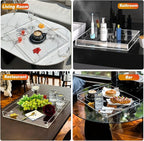 Extra Large Serving Tray with Handles, Acrylic Tray for Food, Drinks, Snacks and Appetizer, Rectangular Trays for Eating, Lucite & Coffee Table Trays, Acrylic Makeup Organizer 16" × 20"