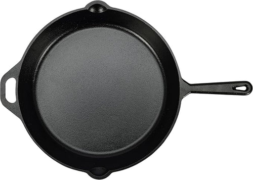 Amazon Basics Pre-Seasoned Cast Iron Skillet, Oven Safe, Even Heating, Heat Distribution, Stove Compatible, Heavy-Duty, 15-Inch, Black