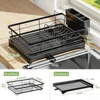 Simple Trending Dish Drying Rack for Kitchen Counter, Sink Organization and Storage, Rustproof Dish Drainer with Removable Utensil Holder, Drainboard, 12''W x 17''L, Black