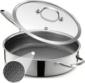 LOLYKITCH 12 Inch Deep Frying Pan with Lid, Nonstick 5QT Tri-Ply Stainless Steel Sauté Pan with Ceramic Coating, PFOA & PFOS Free, Induction Cooking Skillet, Dishwasher and Oven Safe