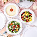 100PCS Rose Gold Plastic Bowls - 12 oz Disposable Salad Bowls - Heavy Duty Disposable Soup Bowl - Fancy Plastic Ice Cream Bowl for Weddings Parties Catering Picnics Mother‘s Day