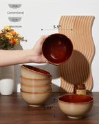 Pokini 5.5" Cereal Bowls & Dessert Bowls Set of 6-22 Oz Small Bowls for Kitchen-Ceramic Bowl for Cereal, Soup, Oatmeal, Salad, Ramen, Noodle, Rice, Yogurt-Dishwasher & Microwave Safe, Brown Yellow