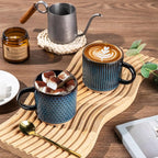 GBhome 6 OZ Stackable Coffee Mugs, Ceramic Coffee Mugs with Texture Patterns for Man,Woman,Dad,Mom, Modern Coffee Cups Set of 4 for Espresso/Cappuccino. Dishwasher&Microwave Safe