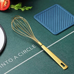 Gold Whisk, Berglander Whisk For Cooking With Titanium Gold Plating, Stainless Steel Balloon Whisk, Sturdy Kitchen Wire Whisk Set for Cooking, Baking, Blending, Beating, Dishwasher Safe, Easy to Clean