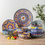 glowworm Cereal Bowls Set of 6, 26 Oz Ceramic Soup Bowls for Kitchen, Colorful Cereal Bowls for Rice, Oatmeal, Fruit, Ice Cream, Dessert, Dishwasher & Microwave safe, Bohemian