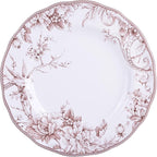 222 Fifth Adelaide Brown on White 12-Piece Dinnerware Set – Service for 4, Big Dinner Plates and Bowls Sets,Durable Porcelain, Microwave and Dishwasher Safe, for Everyday Dining & Entertainment