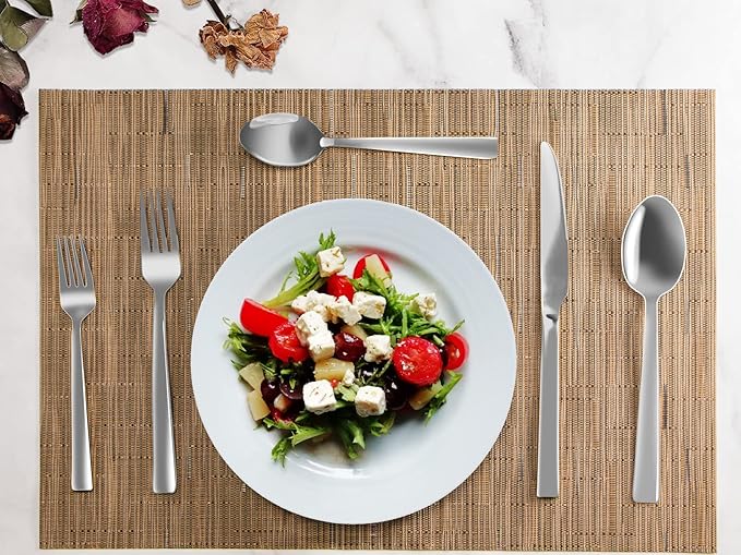 Silverware Set for 8, Briout 40 Piece Flatware Cutlery Set Stainless Steel Luxury Square Tableware Thick Knife Fork Spoon for Home Kitchen Restaurant Wedding, Mirror Polished, Dishwasher Safe