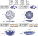 Selamica Ceramic Plates and Bowls Sets,24 Pieces Dinnerware Sets for 6,Scratch Resistant Dish Set for holiday gathering, Dishwasher & Microwave Safe, Vintage Blue