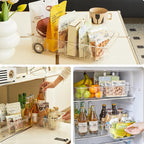 Fridge Organizer Bins With Wheels, 3 Pack Roll Out Refrigerator Organizers And Storage Refrigerator Drawer With Dividers, Upgrade Thick Plastic Pantry Storage Bins, Kitchen Organization