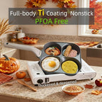 4-Cup 4-Hole Divided Titanium Nonstick Egg Pan, Induction Compatible 4-in-1 Breakfast Skillet for Pancakes, Burger Patties, Omelettes, PFOA-Free, Fast Heating, Dishwasher Safe