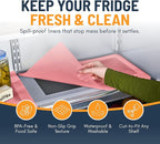 Refrigerator Liners for Shelves (8 Pack) by Linda’s Essentials - Non-Adhesive Shelf or Drawer Liner, BPA-Free Fridge Mats for Kitchen & Cabinets, Easy to Clean, Ideal Household Essentials (Pink)