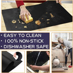 Oven Liners Mat for Bottom of Oven, 3 Pack Large Reusable Teflon for Bottom of Electric Oven Gas Oven Toaster Oven Microwave Stove Grill, 100% Non-Stick, BPA and PFOA Free, 23.62x15.75 in