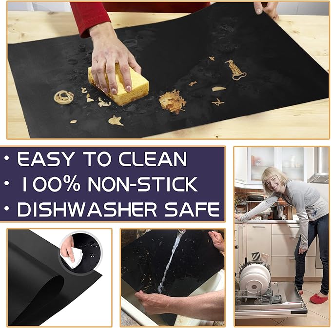 Oven Liners Mat for Bottom of Oven, 3 Pack Large Reusable Teflon for Bottom of Electric Oven Gas Oven Toaster Oven Microwave Stove Grill, 100% Non-Stick, BPA and PFOA Free, 23.62x15.75 in