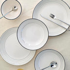 Earth & Clay Zeke 12-Piece Dinnerware Set Earthenware, Plates and Bowls Set, Dishwasher and Microwave Safe Dishes, Dish Set for 4, Grey