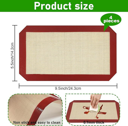 4 Pack Reusable Silicone Baking Mat for Ninja ST100 and ST101 Foodi 2-in-1 Flip Toaster (9.5"L x 5.5"W)