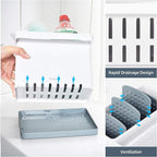 YOHOM 2-in-1 Sink Caddy with Sink Drain Tray & 4 Adjustable Dividers for Kitchen Sponge & Brush Holder