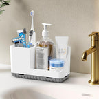 PARKMANI Toothbrush Holders for Bathrooms, Kids Electric Toothbrush and Toothpaste Holder with Drainage, Tooth Brush Holder for Bathroom Countertop Organizer (Grey)