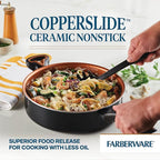 Farberware Glide Ceramic Nonstick Saute Pan / Frying Pan / Fry Pan with Lid and Helper Handle - 4 Quart, Black