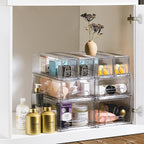 Sorbus Medium Clear Storage Drawers (4 Pack) – Stackable Organizer Drawers for Pantry, Kitchen, and Fridge – Pull-Out Acrylic Storage Bins with Handles