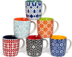 Annovero Small Coffee Cups - 11.7 Oz Capacity - Porcelain Kitchen Mugs for Tea, Latte, Cappuccino, or Hot Cocoa - Set of 6