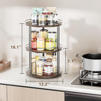 LAMU 12.2'' Wood Lazy Susan Turntable Organizer for Cabinet, 3 Tier Lazy Susan Spice Rack Organizer for Kitchen, Table Top, Countertop, Pantry, Bathroom