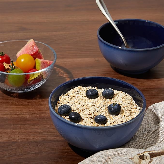 Pokini 5.5" Cereal Bowls & Dessert Bowls Set of 6-22 Oz Small Bowls for Kitchen-Ceramic Bowl for Cereal, Soup, Oatmeal, Salad, Ramen, Noodle, Rice, Yogurt-Dishwasher & Microwave Safe, Light Blue