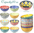 8 Pcs Colorful Ceramic Bowl Set 10 oz 4.75'' Porcelain Kitchen Soup Cereal Serving Bowls for Ramen Rice Dessert Snack Salad Ice Cream Pasta Oatmeal Microwave and Dishwasher Safe(Classic)
