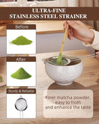 ZENS Matcha Whisk Set, Ceramic Matcha Kit Set Includes Matcha Bowl, Bamboo Whisk and Scoop, Chasen Holder, 304 Sifter and Tea Mat - 6Pcs Matcha Kit for Matcha Lovers (White)