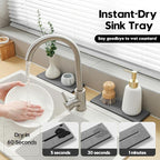 2 Pack Diatomite Stone Sink Tray, Water Absorbing Mat for Kitchen & Bathroom Counter, Quick Dry Soap Dish Makeup Vanity Caddy,Sponge Holder Organizer, Dark Gray - 2pcs of 9"x 3.5"