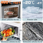 12 Pack Glass Lunch Meal Prep Containers with Lids Airtight Leakproof, Stackable for Microwave, Oven, Freezer and Dishwasher Safe (White)