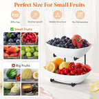 Lifewit Plastic Fruit Bowl for Kitchen Counter, 2 Tier Fruit Basket with Gold Metal Stand, Tiered Fruit Holder for Countertop Serving Tray for Vegetable/Dessert in Party 28 x 21 x 23cm/11 x 8.4 x 9